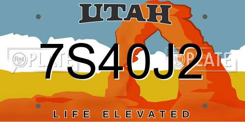 7S40J2 Utah License Plate