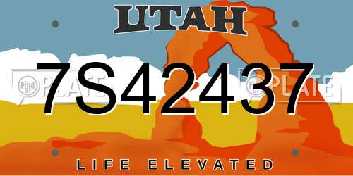 7S42437 Utah License Plate