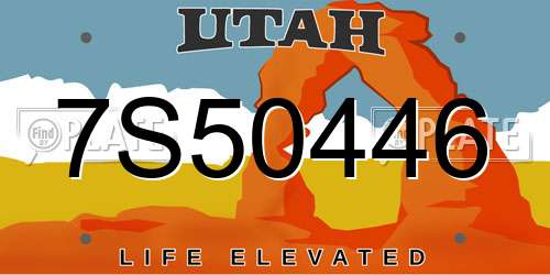 7S50446 Utah License Plate