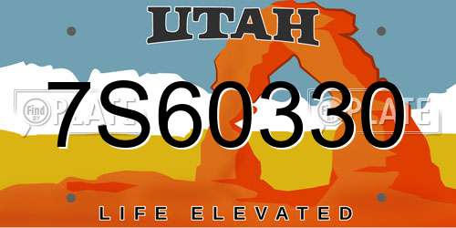 7S60330 Utah License Plate