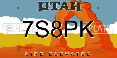 7S8PK Utah License Plate
