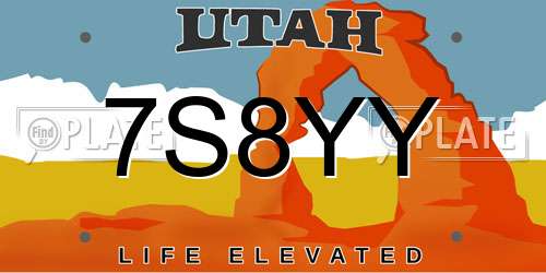 7S8YY Utah License Plate