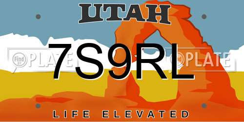 7S9RL Utah License Plate
