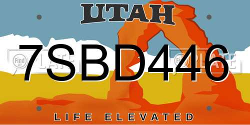 7SBD446 Utah License Plate