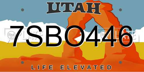 7SBO446 Utah License Plate