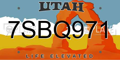 7SBQ971 Utah License Plate