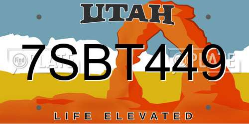 7SBT449 Utah License Plate