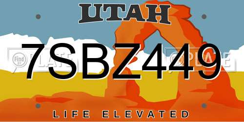 7SBZ449 Utah License Plate