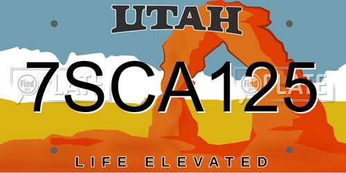 7SCA125 Utah License Plate