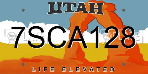 7SCA128 Utah License Plate