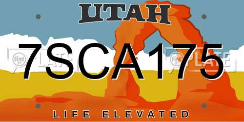 7SCA175 Utah License Plate