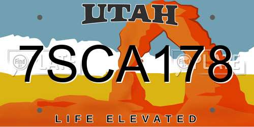 7SCA178 Utah License Plate