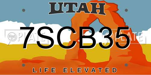 7SCB35 Utah License Plate