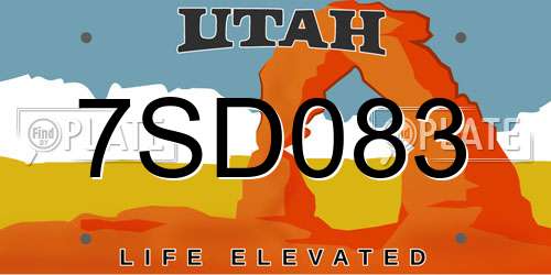 7SD083 Utah License Plate