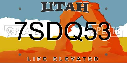 7SDQ53 Utah License Plate