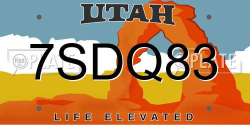 7SDQ83 Utah License Plate