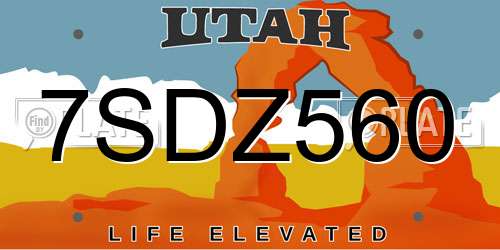 7SDZ560 Utah License Plate