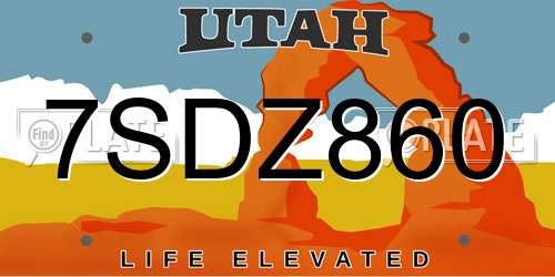7SDZ860 Utah License Plate