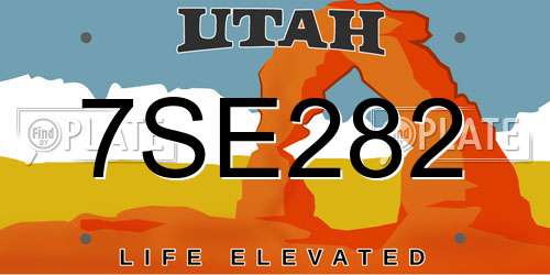 7SE282 Utah License Plate