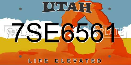 7SE6561 Utah License Plate