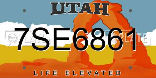 7SE6861 Utah License Plate