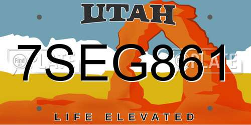 7SEG861 Utah License Plate