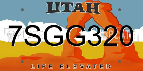 7SGG320 Utah License Plate