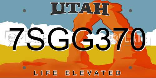 7SGG370 Utah License Plate