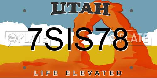 7SIS78 Utah License Plate