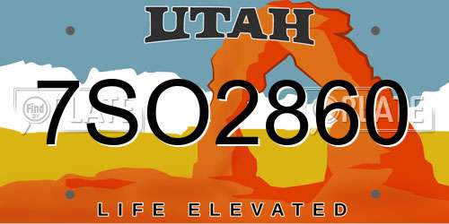 7SO2860 Utah License Plate