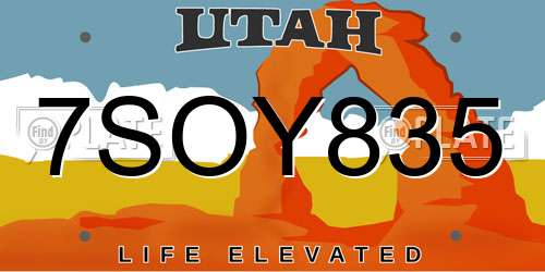 7SOY835 Utah License Plate