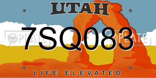 7SQ083 Utah License Plate
