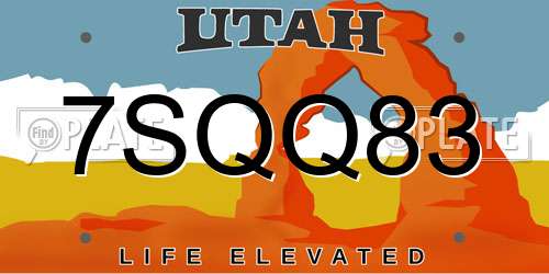 7SQQ83 Utah License Plate
