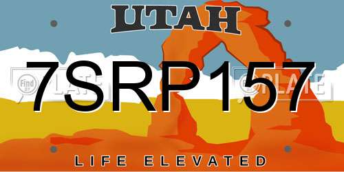 7SRP157 Utah License Plate