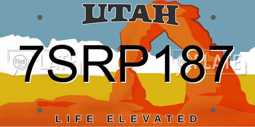 7SRP187 Utah License Plate