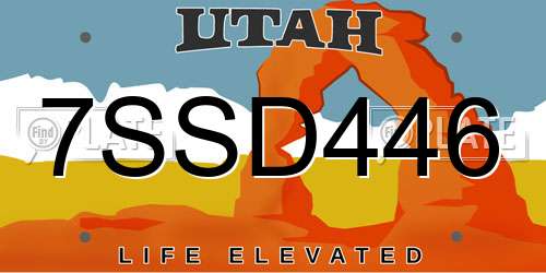 7SSD446 Utah License Plate
