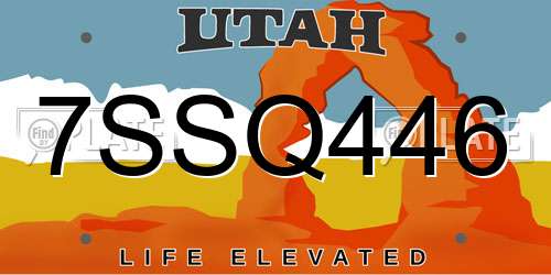 7SSQ446 Utah License Plate