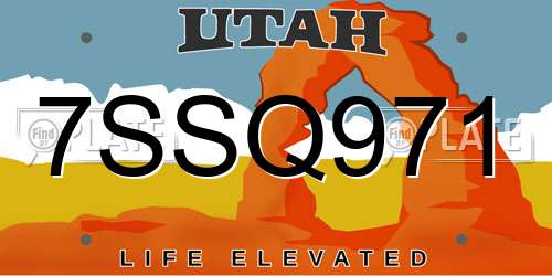 7SSQ971 Utah License Plate