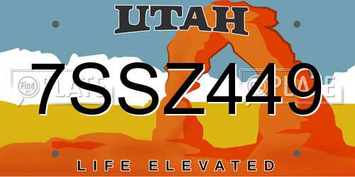 7SSZ449 Utah License Plate