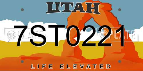 7ST0221 Utah License Plate
