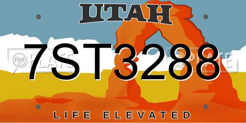 7ST3288 Utah License Plate