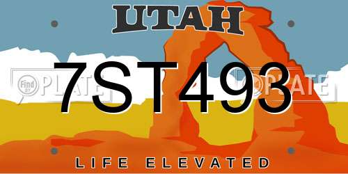 7ST493 Utah License Plate