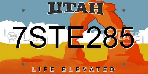7STE285 Utah License Plate