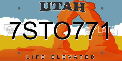 7STO771 Utah License Plate