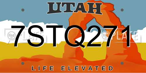 7STQ271 Utah License Plate