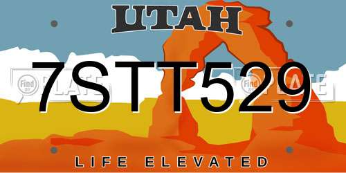 7STT529 Utah License Plate