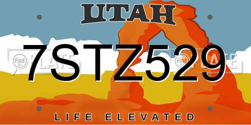 7STZ529 Utah License Plate