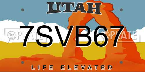 7SVB67 Utah License Plate