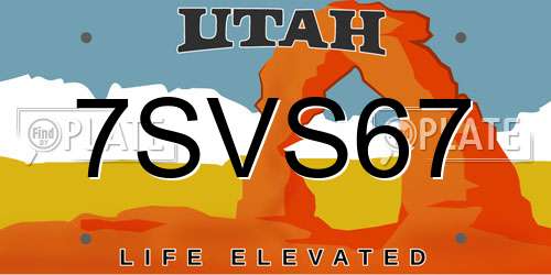 7SVS67 Utah License Plate