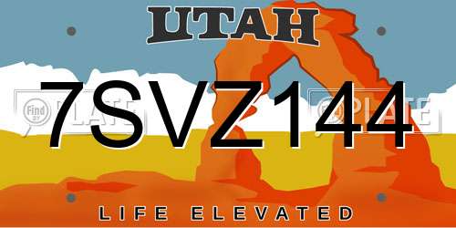7SVZ144 Utah License Plate